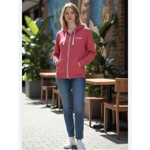 Core Iron Workers Women’s Pink Full-Zip Fleece Hoodie Large Heavyweight